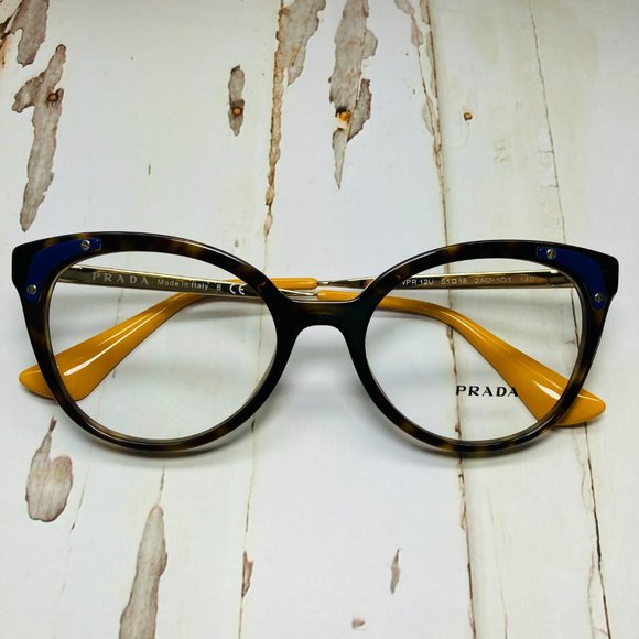 PRADA Oval Brown Tortoise & Gold Eyeglasses Glasses Frames NWOT - Picture 11 of 12